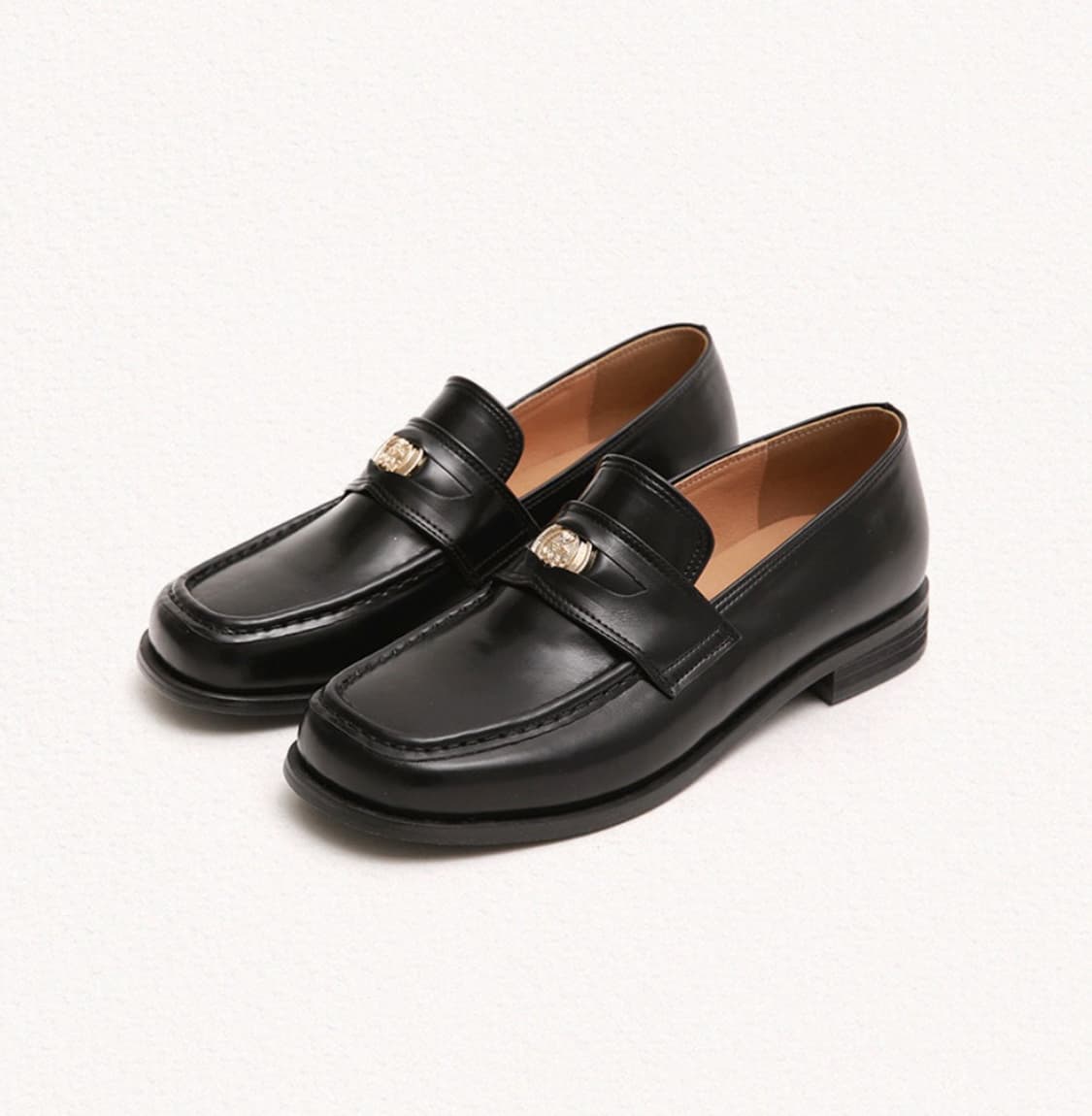 마크모크 솔리드 스퀘어 포인트 페니로퍼 2.5cm 블랙 상품이미지1