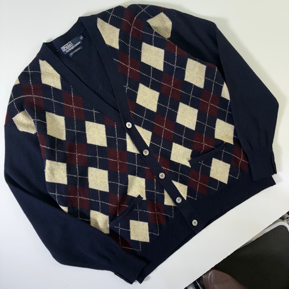 Polo 폴로 랄프로렌 00‘s 아기일 패턴 램스울100% 스웨터 가디건 상품이미지2