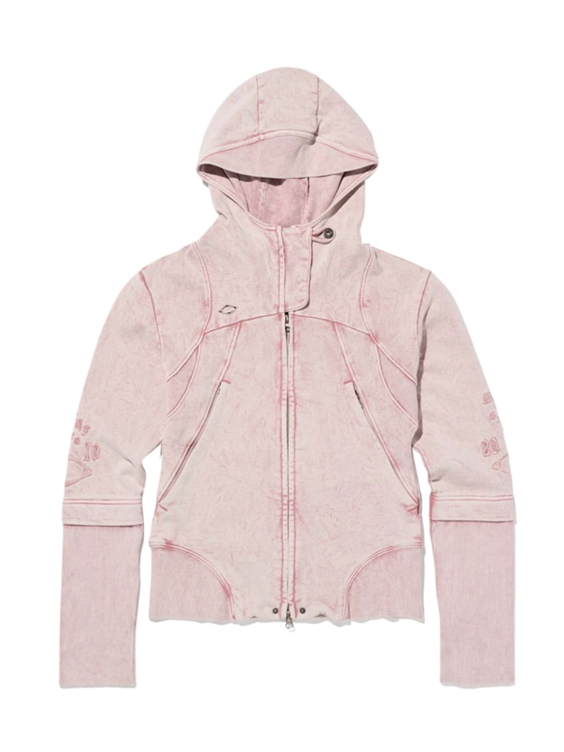 미스치프 컷 오프 후드 워시드 핑크브라운 상품이미지1