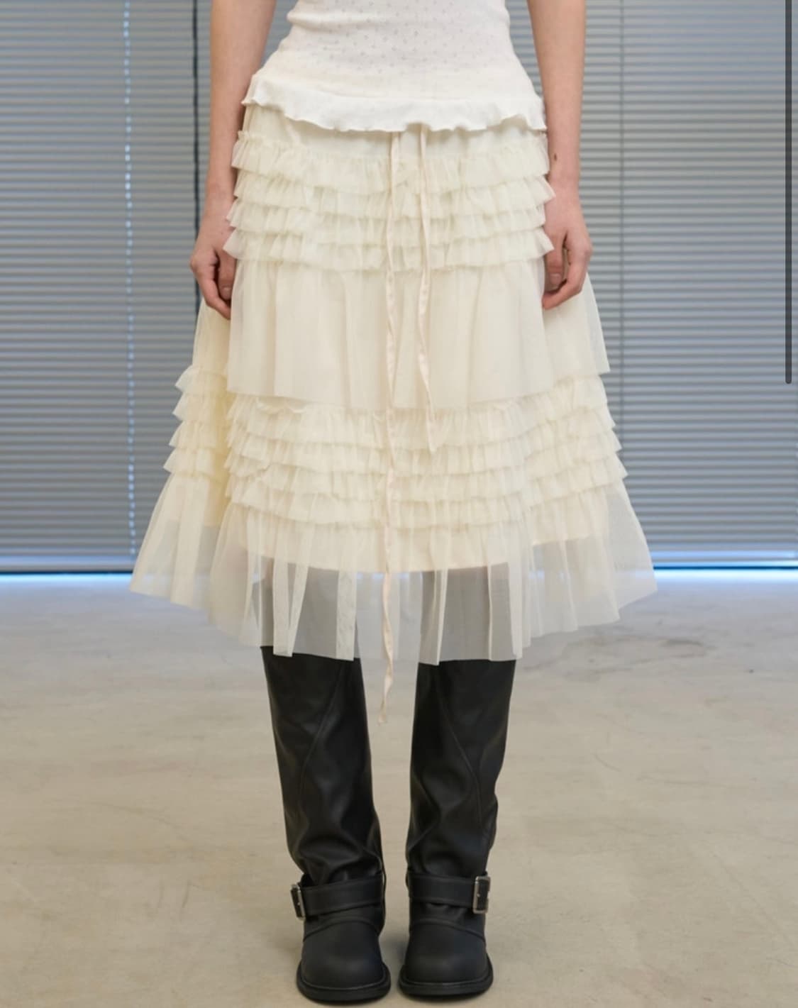 Picky society Tiered Ruffle Tulle Skirt 상품이미지1