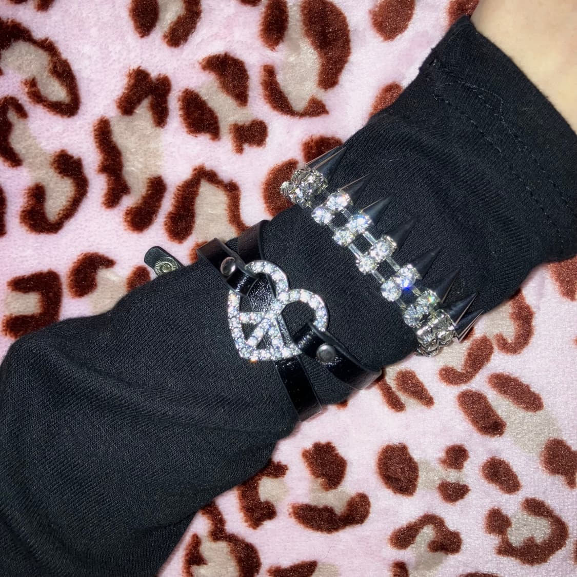 갸루 큐빅 실버 팔찌 초커 일괄 판매 펑크 고스 빈티지 상품이미지1