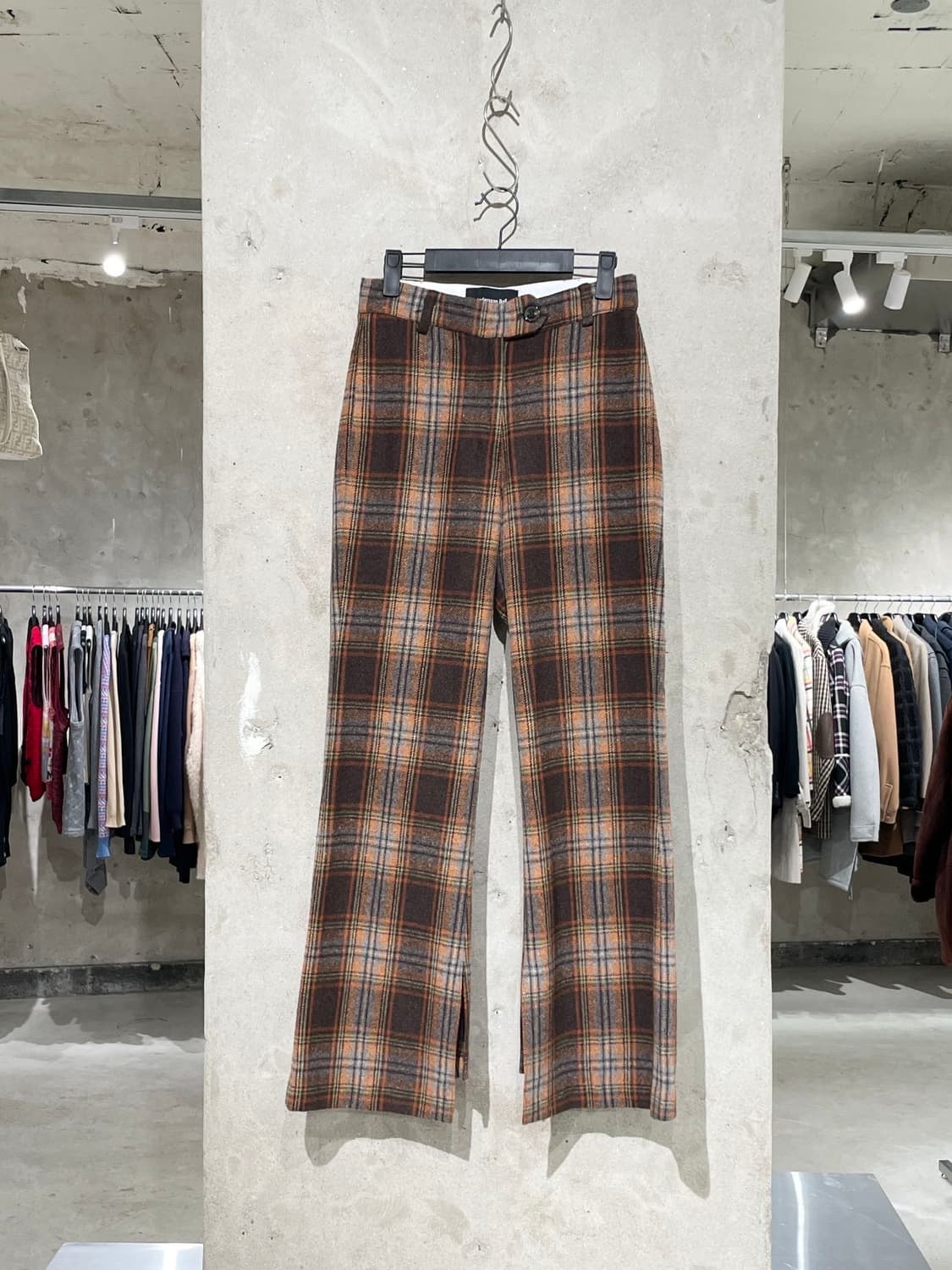 앤더슨벨 18F/W 다크 브라운 네나 체크 슬릿 울 트라우저 상품이미지1