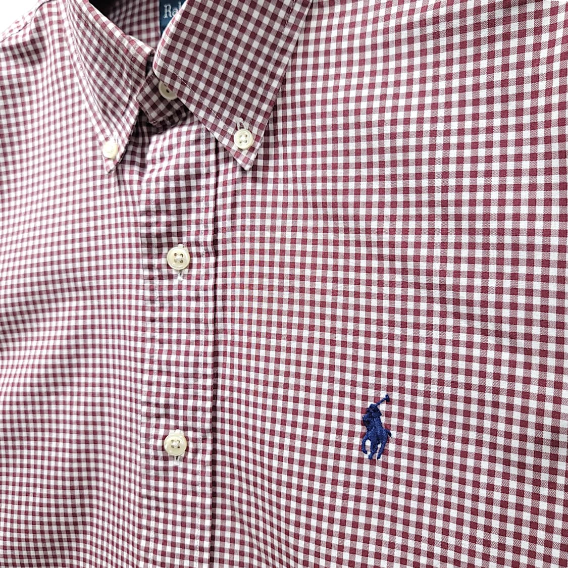 [M] 폴로 브라운&화이트 깅엄 커스텀핏 긴팔셔츠 상품이미지5