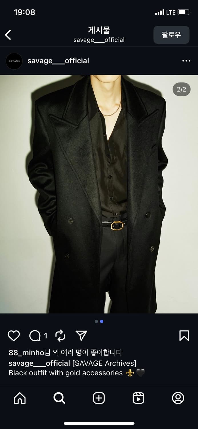 SAVAGE 블랙 더블 롱 코트 L 상품이미지1