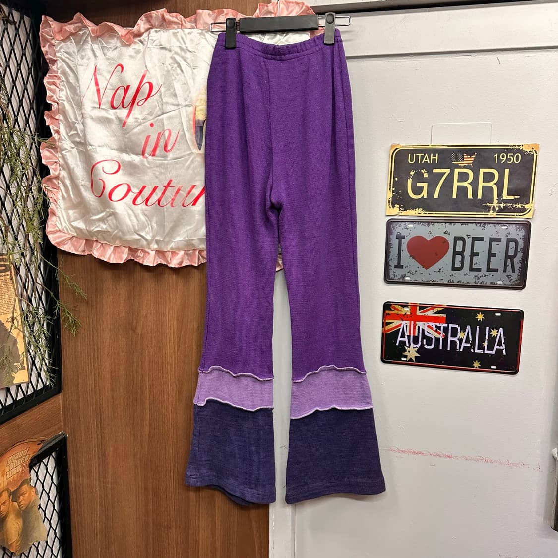 Purple Bootcut Banded Cotton Pants  상품이미지2