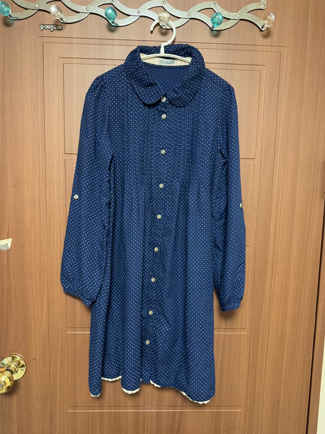 모리걸 하구미 일본 빈티지 레이스 도트 둥근카라 홍콩 블라우스 원피스 상품이미지1