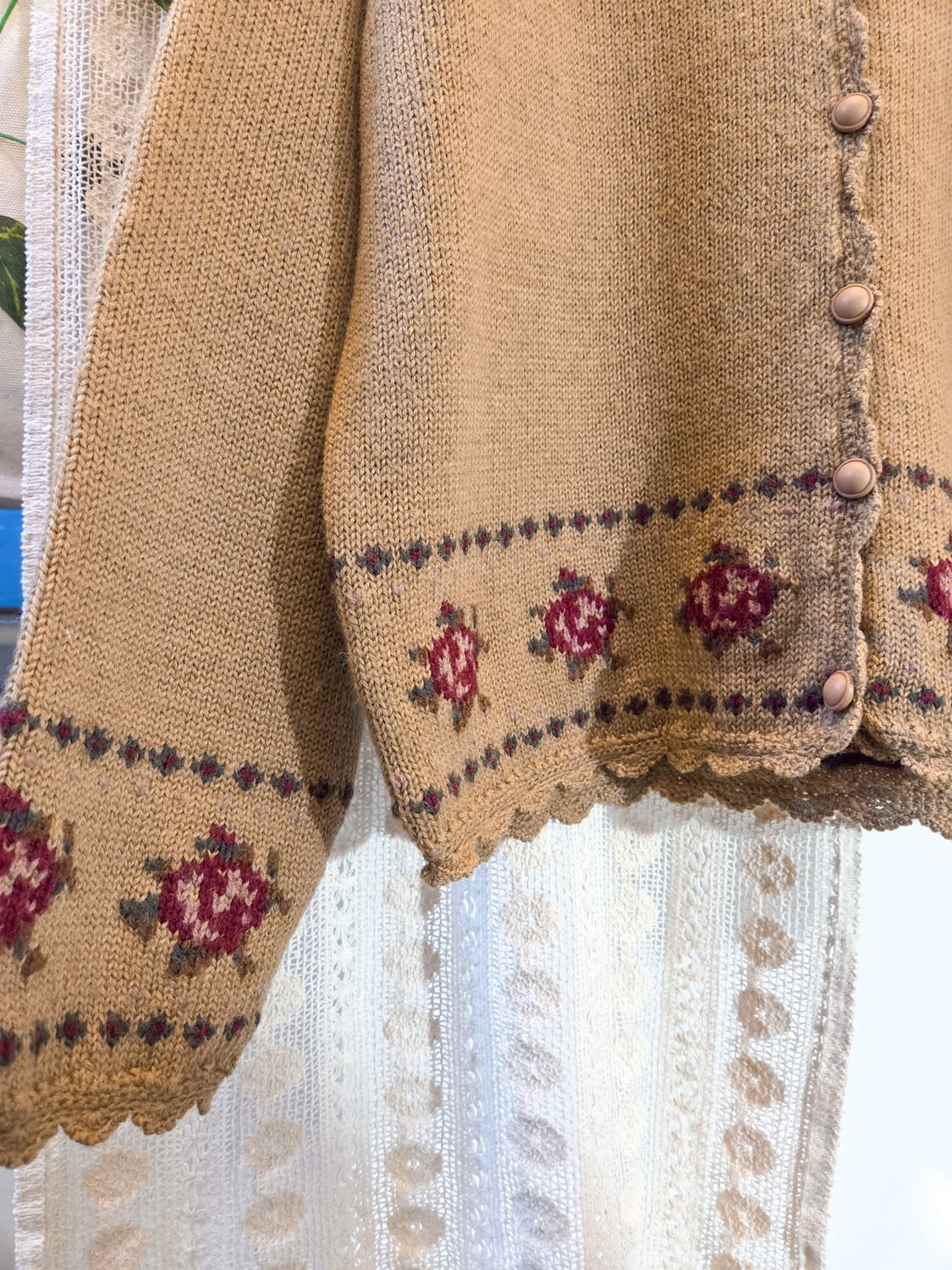 꽃 포인트 울 가디건 상품이미지3