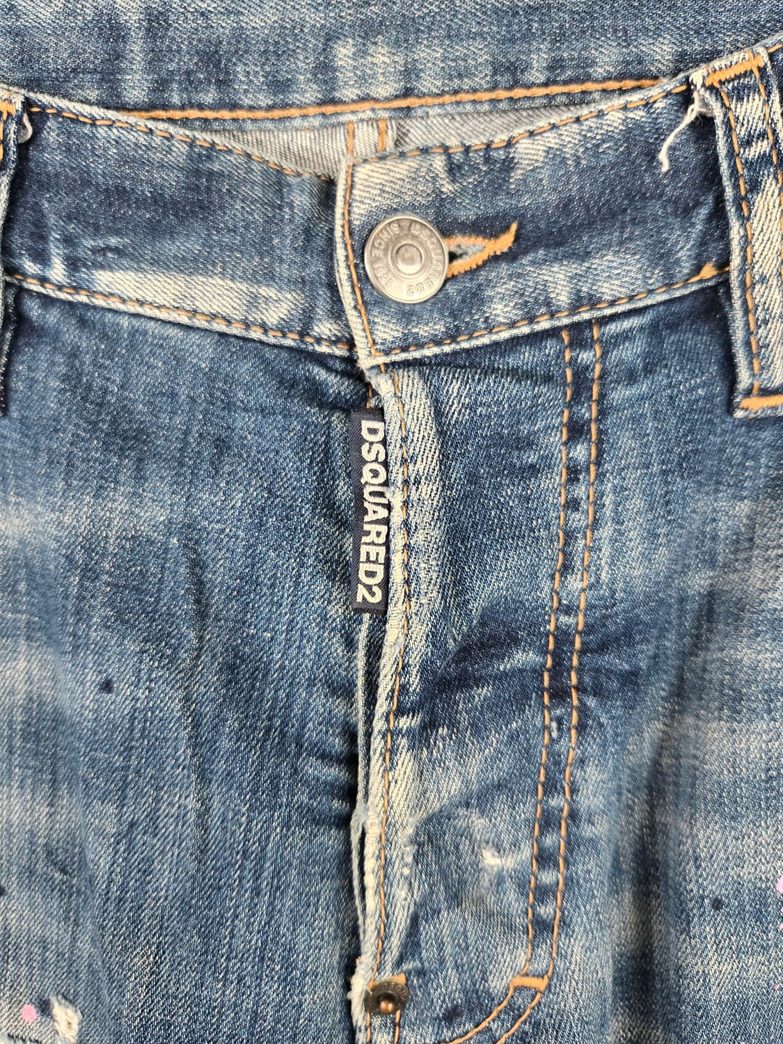 [무료배송]디스퀘어드2 남성 44 핑크 페인팅 메탈로고 쿨가이진 청바지 상품이미지3