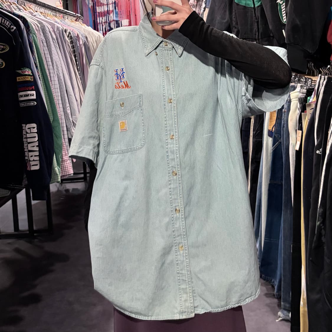 [IM] Carhartt 칼하트 데님 반팔 셔츠 연청 상품이미지2