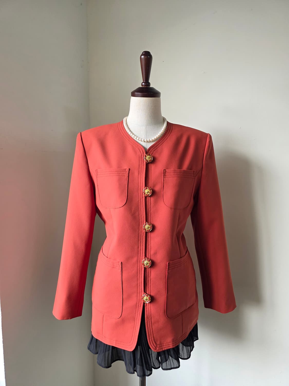 브릭 오렌지 금장 단추 자켓 상품이미지1