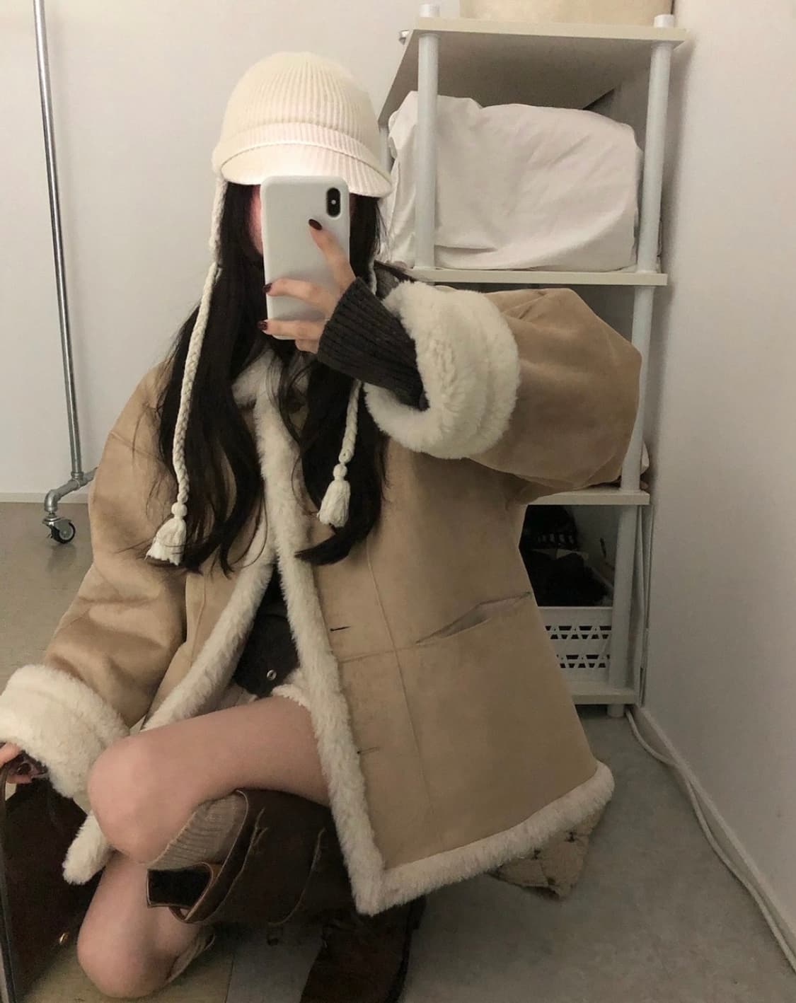 (새상품)유인어스 퓨로 리버시블 무스탕 상품이미지6