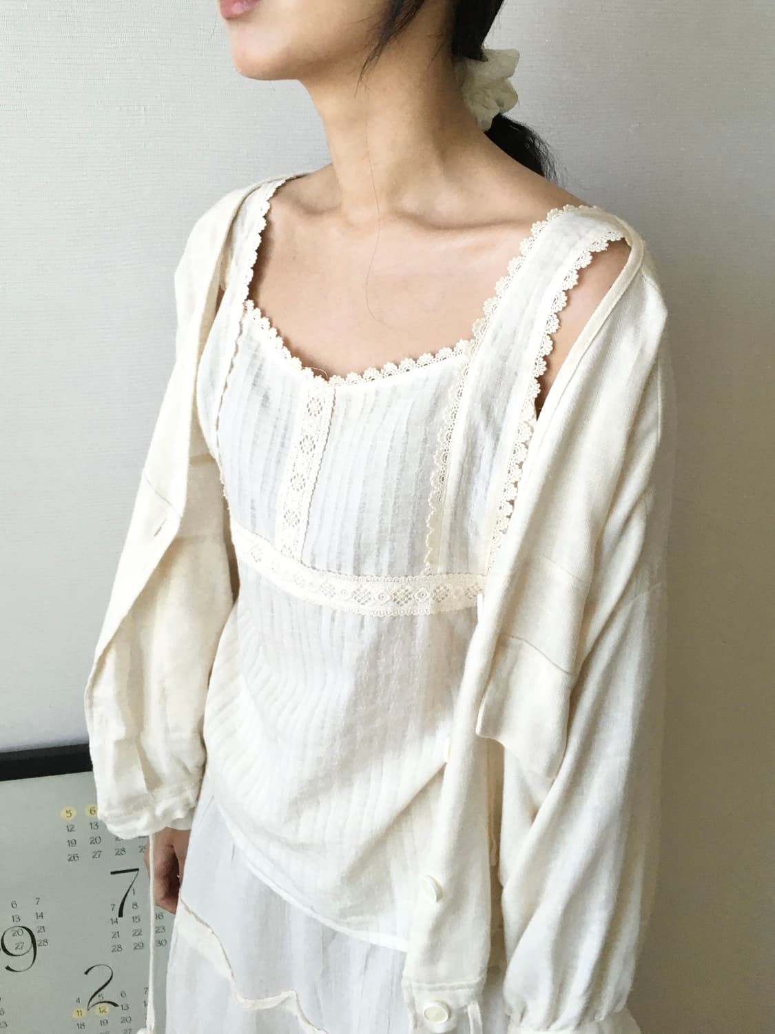 레이스 슬리브리스 아이보리 상품이미지5