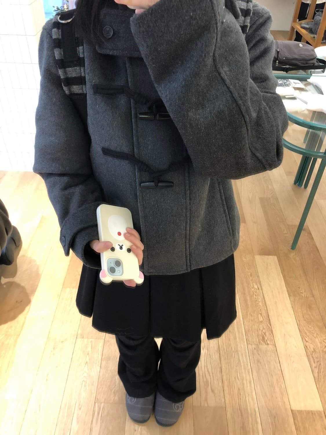 미세키 서울 코트 Duffle hoodie short coat CHARC 상품이미지1