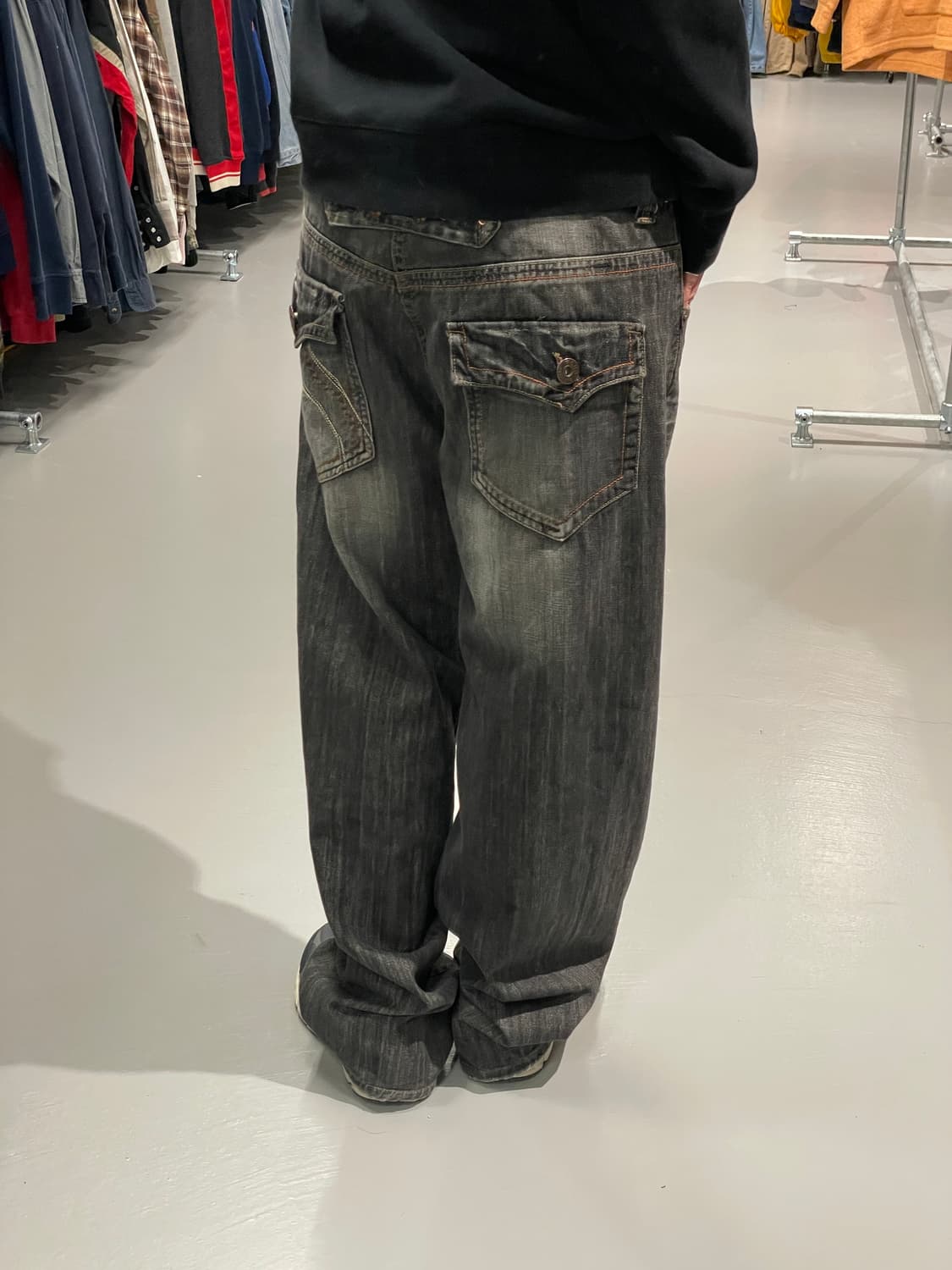 빈티지 스트레이트핏 흑청 데님 팬츠    상품이미지3