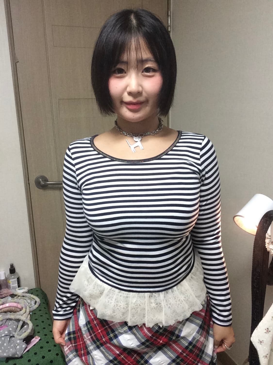 레이스 스트라이프 롱슬리브 상품이미지1