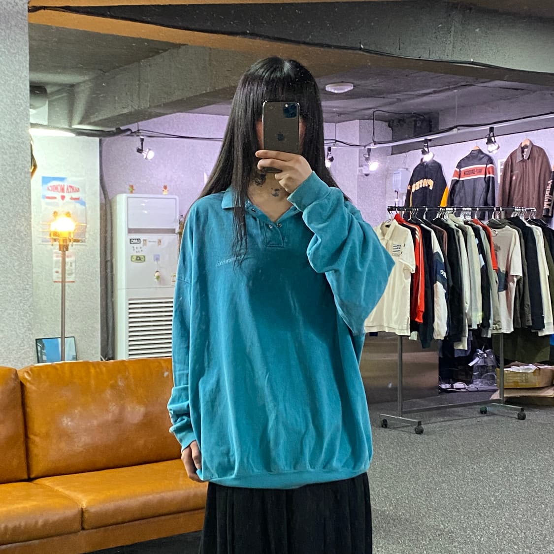 디스이즈네버댓 청록 피그먼트 워싱 긴팔티B4778 상품이미지1