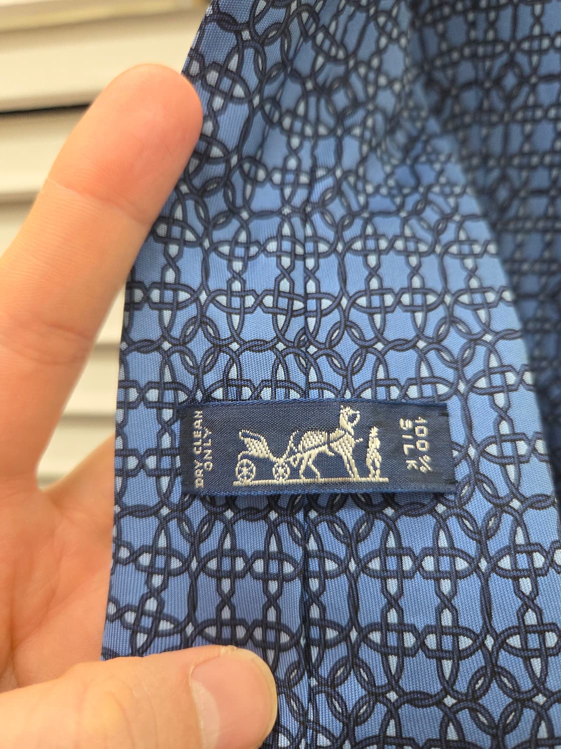 에르메스 블루 패턴 실크 타이 상품이미지4