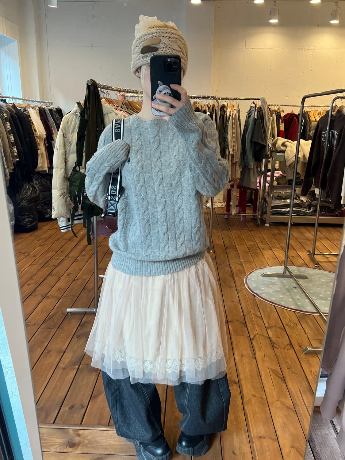 폴로 그레이 꽈배기 니트 상품이미지2