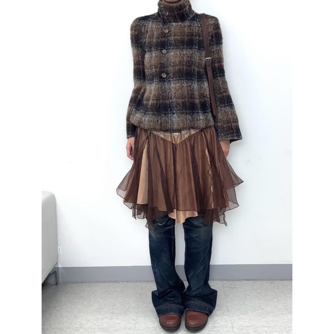 빈티지 하프 코트 하이넥 울 자켓 상품이미지2