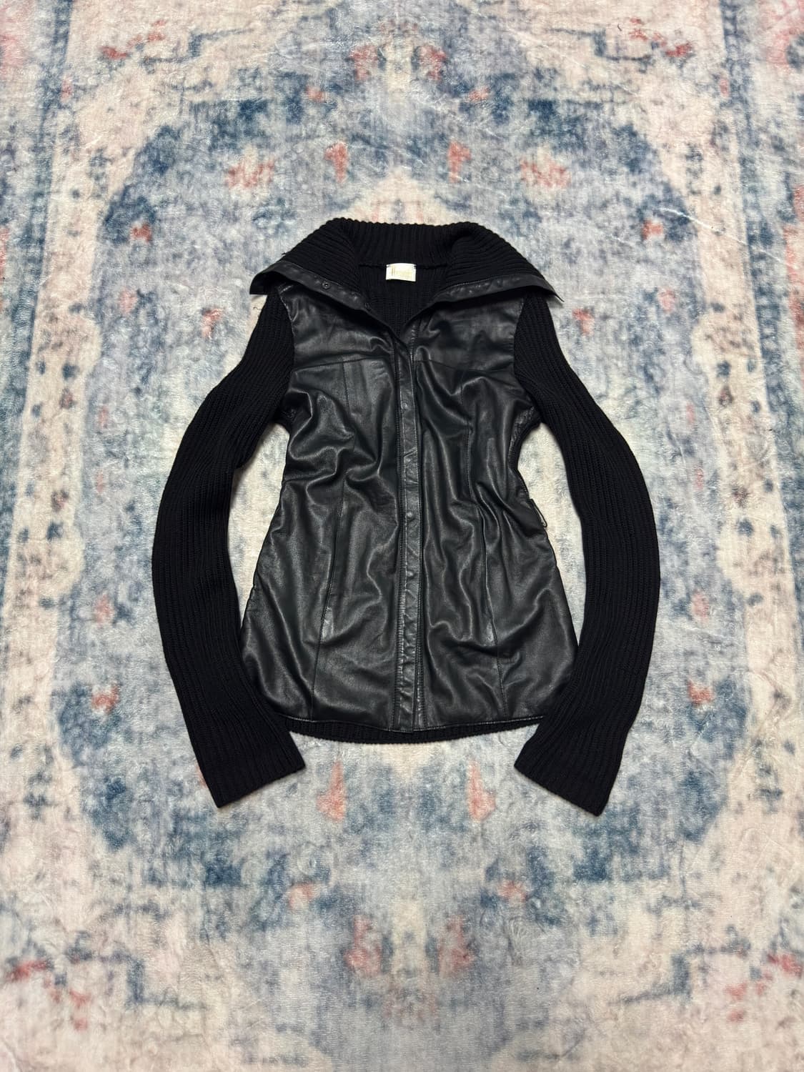 Unknown high neck lamb skin knit jacket 상품이미지2