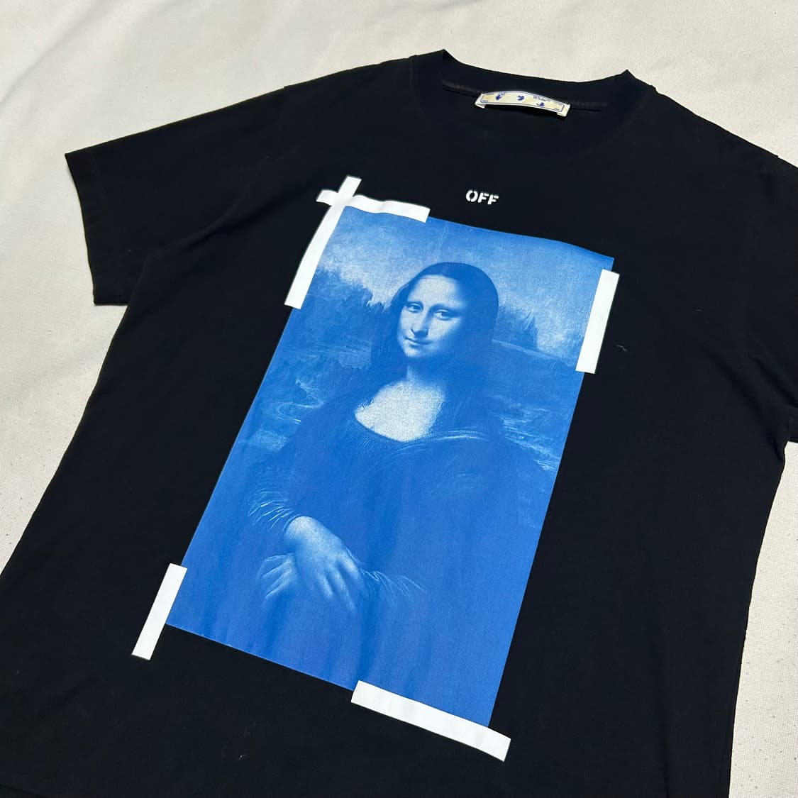XL 오프화이트 모나리자 프린팅 반팔티 상품이미지1