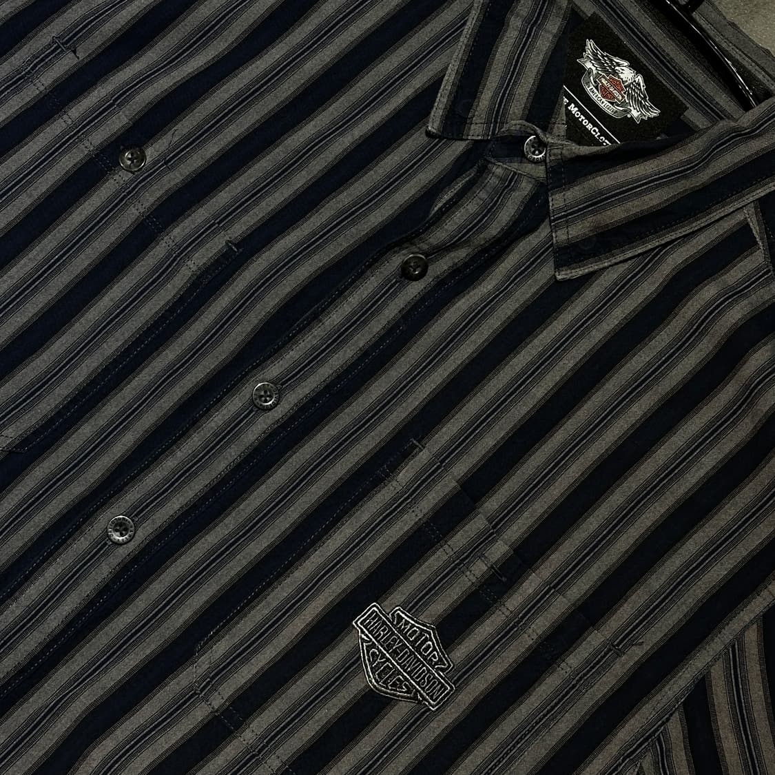 [HARLEY-DAVIDSON] 네이비 스트라이프 백로고 할리 셔츠 상품이미지2
