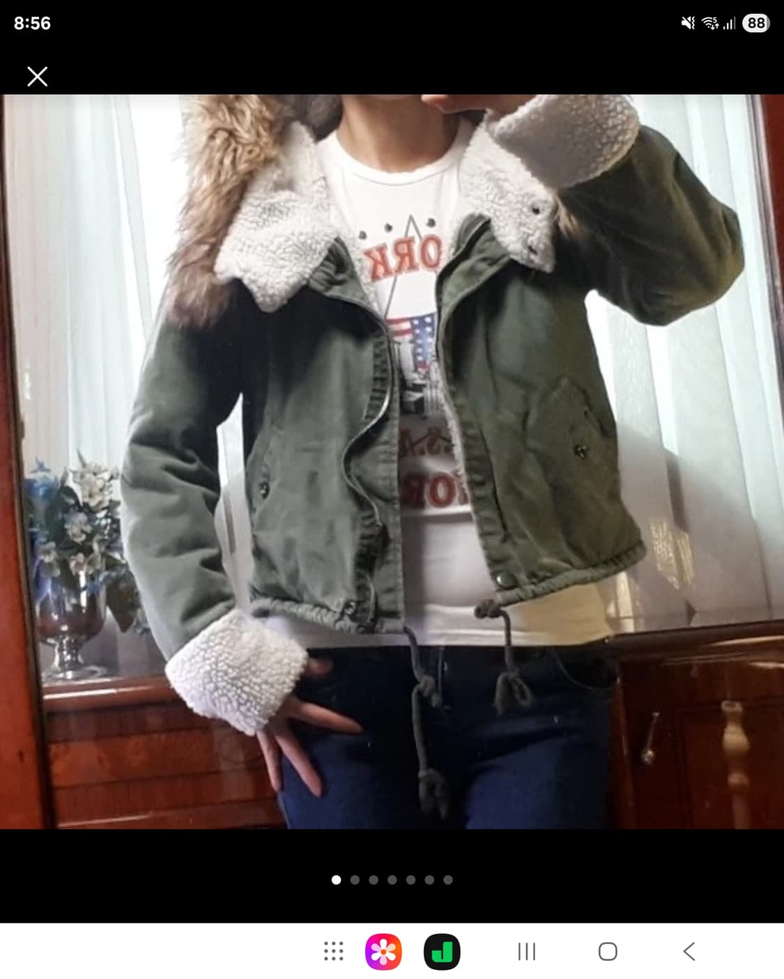 카키 크롭 야상 솜패딩 양털 뽀글이  상품이미지1