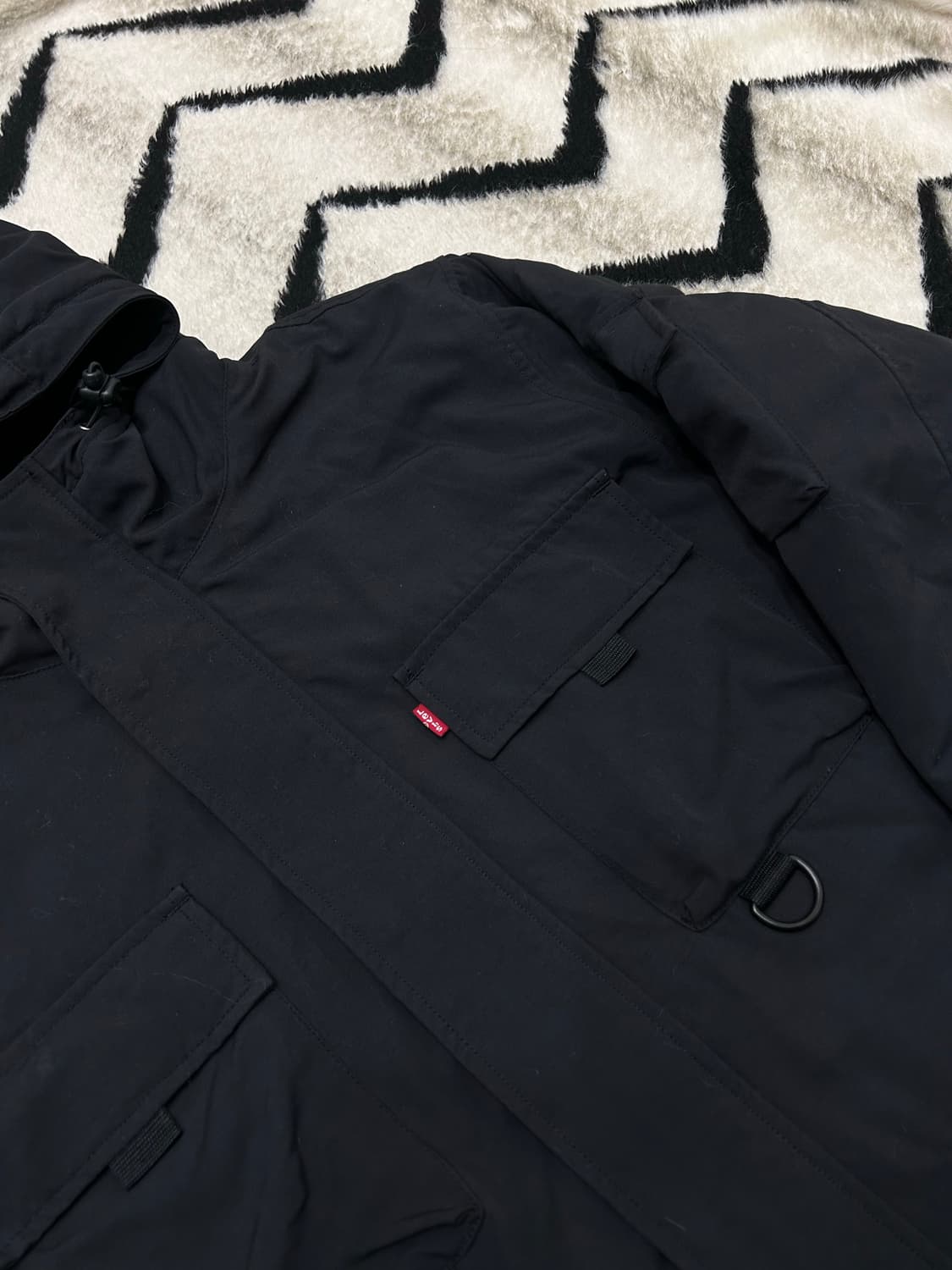 [XL]리바이스 멀티포켓 후드 안감 플리스 바람막이/블랙 상품이미지1