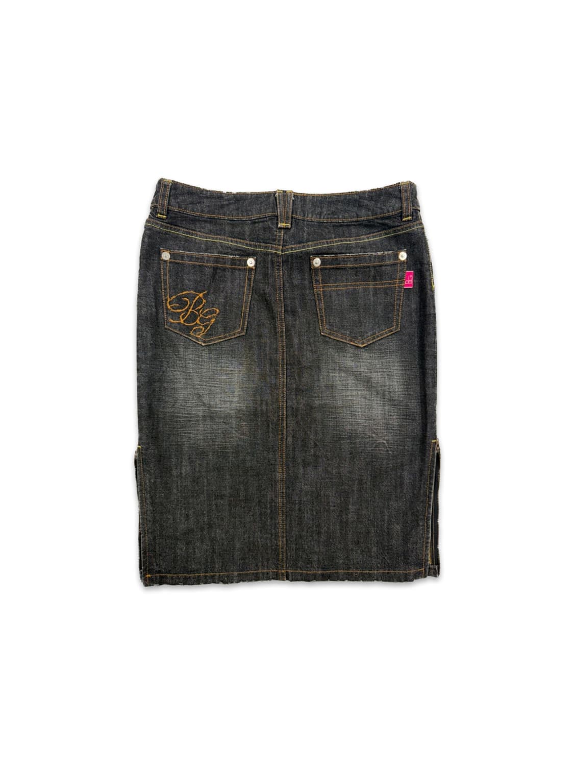 빈티지 블랙 데님 사이드 지퍼 미디 스커트 상품이미지4