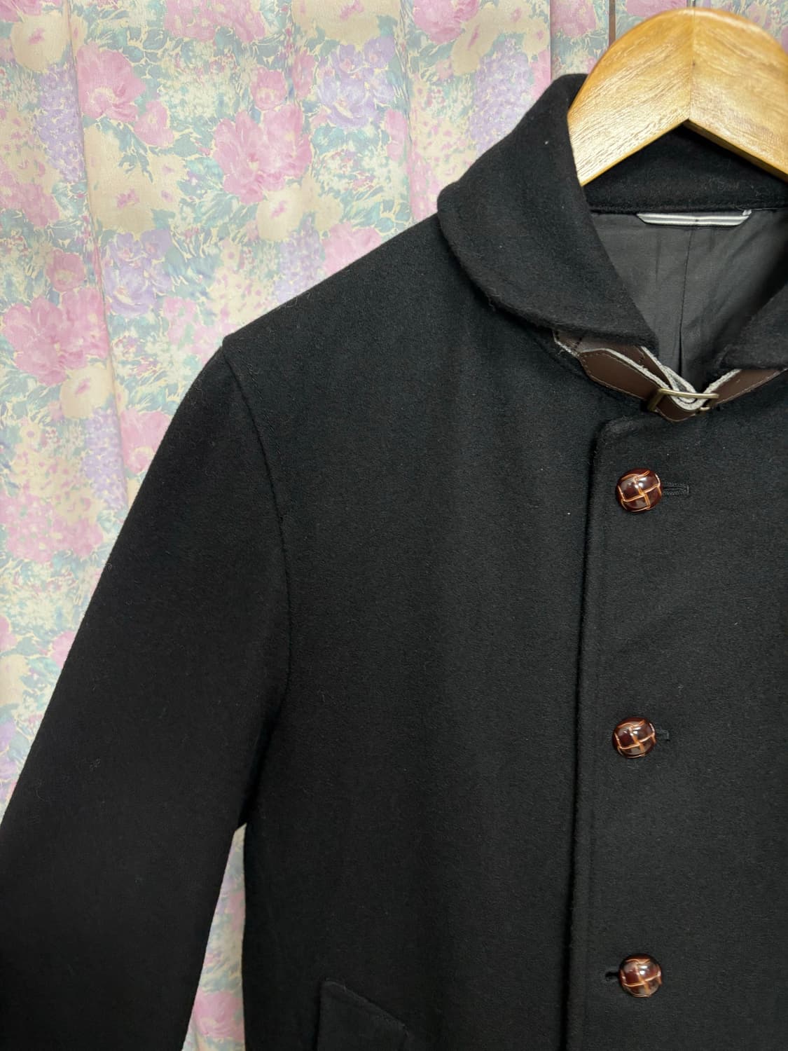 블랙 울 미디 코트 상품이미지6