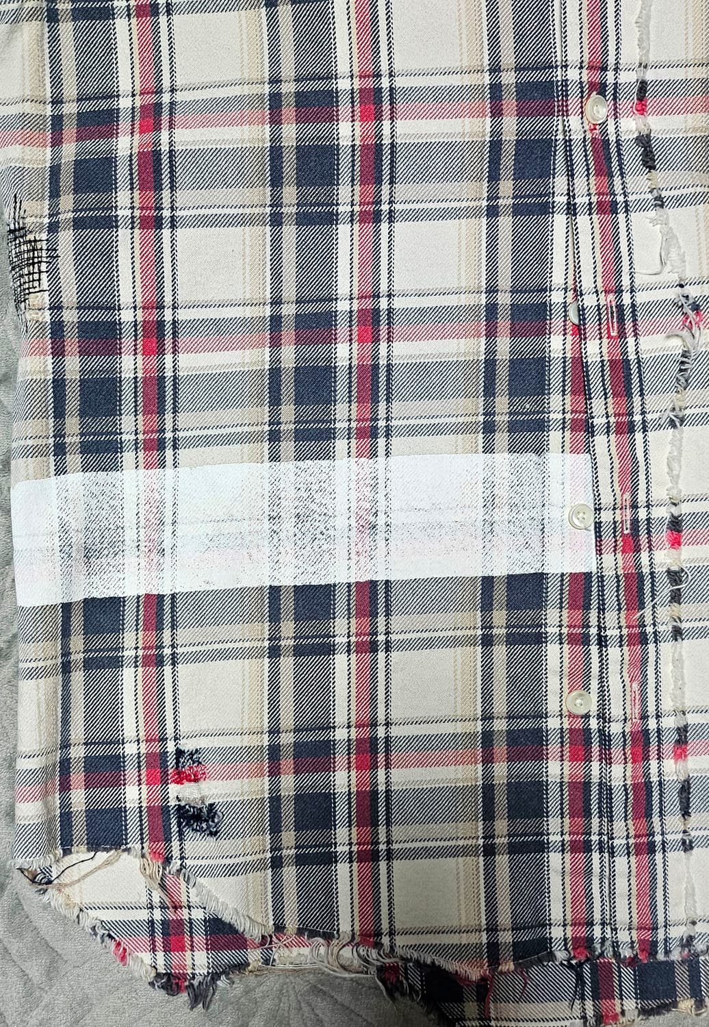 KURO denim 체크 핸드스티치 핸드페인팅 셔츠 상품이미지3