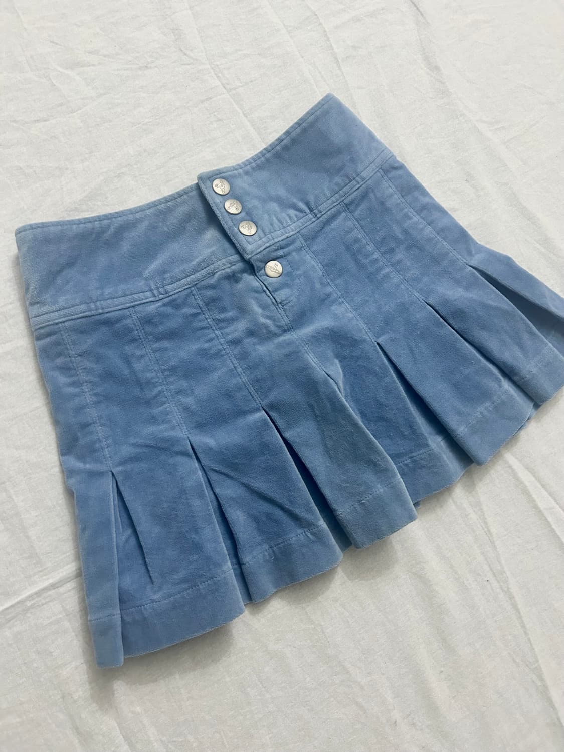 비비안웨스트우드 블루 벨벳 플리츠 미니 스커트 상품이미지3