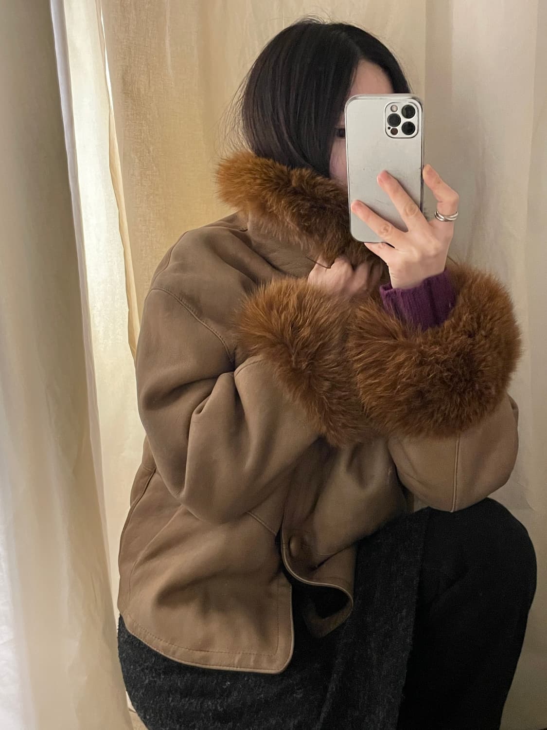  fox fur trimming sheepskin shearling jk 상품이미지10