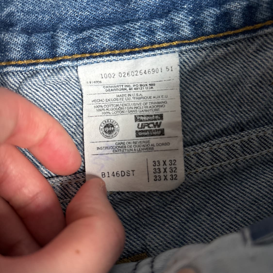 칼하트 가죽탭 데님팬츠 상품이미지3