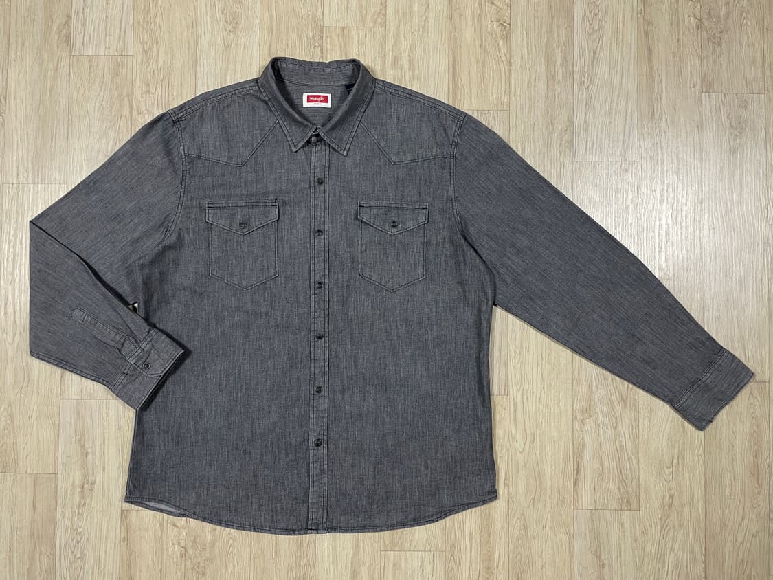 110~) 00's 랭글러 미국판 그레이데님 웨스턴셔츠 상품이미지1