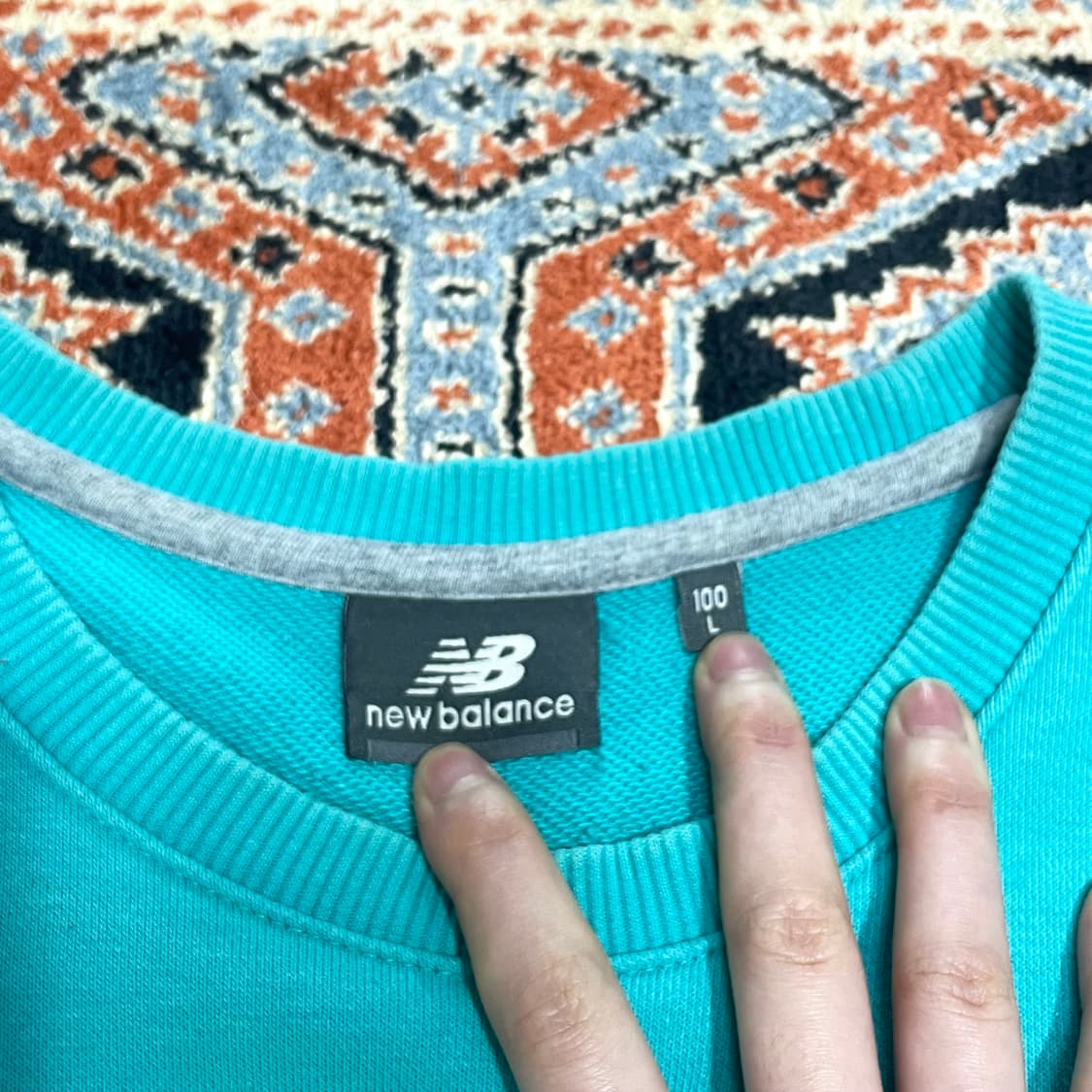 뉴발란스 시그니처 민트블루 맨투맨 티셔츠 남성L 상품이미지5