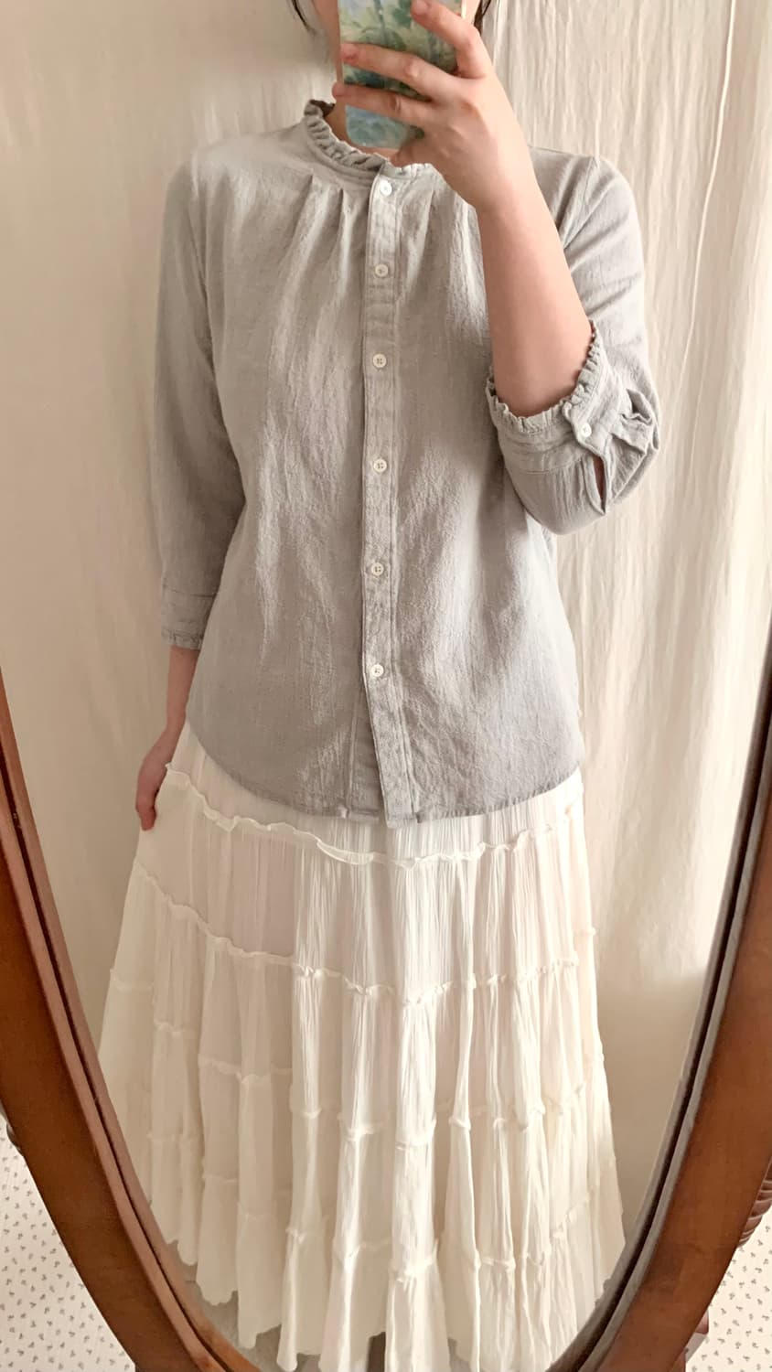 민트 프릴 7부 블라우스 상품이미지3