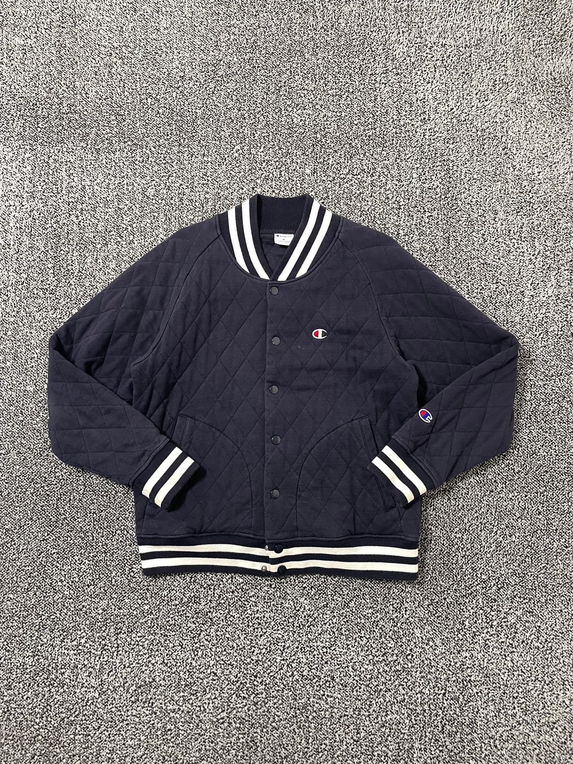 빈티지9. 챔피온 써모라이트 멜톤 퀼팅 바시티 자켓 점퍼 네이비 상품이미지1