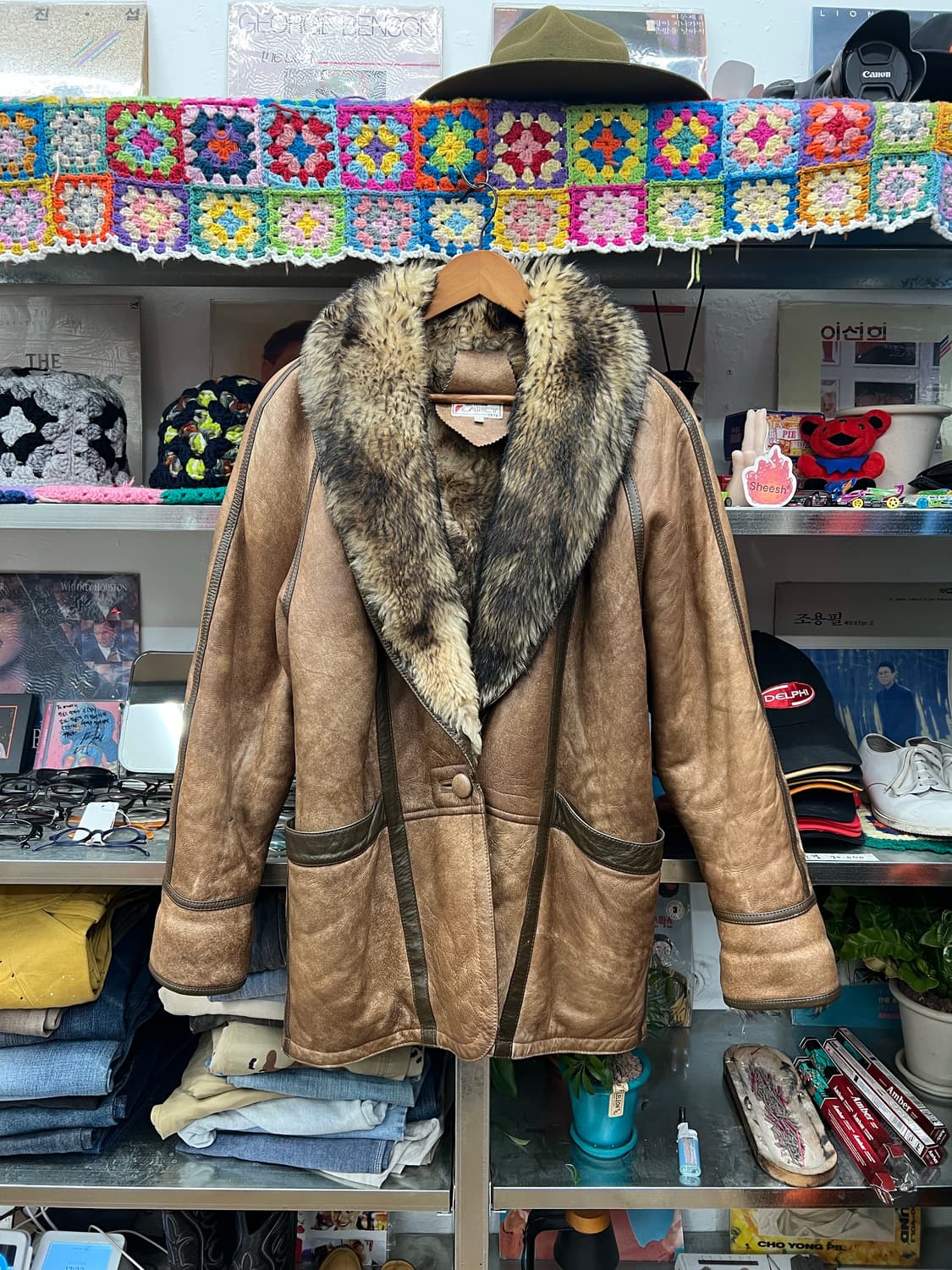 90s Real Lamb Fur Coat Rea Shearling Mix 상품이미지3