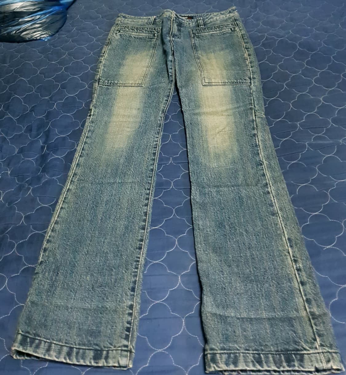 (빈티지) ONG JEANS 워싱 빅포켓 스판 세미 플레어 데님진(29) 상품이미지1