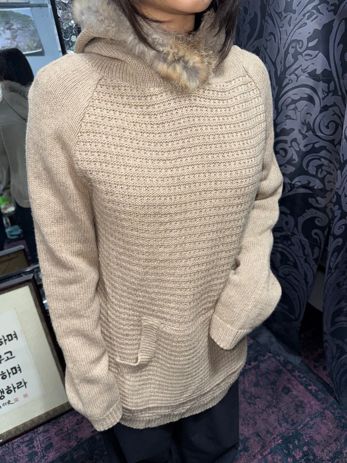 갸루 퍼 니트 후드집업 상품이미지5