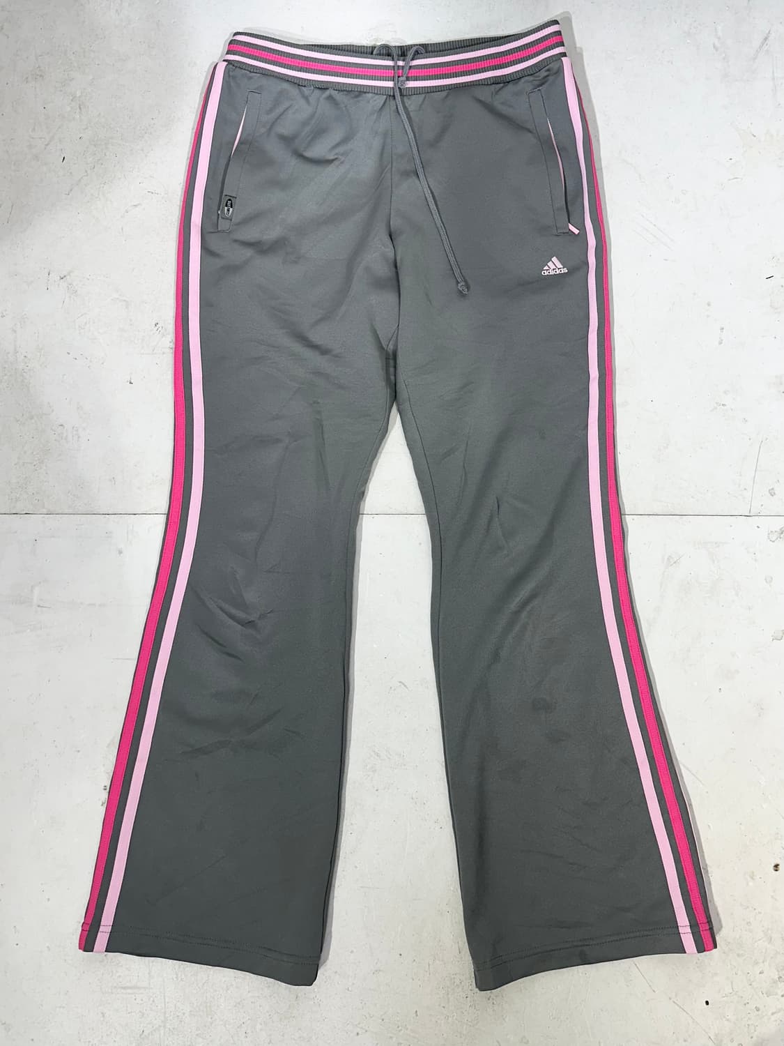 아디다스 대대장 부츠컷 와이드 그레이 핑크 추리닝 바지 트래이닝 팬츠 L 상품이미지4