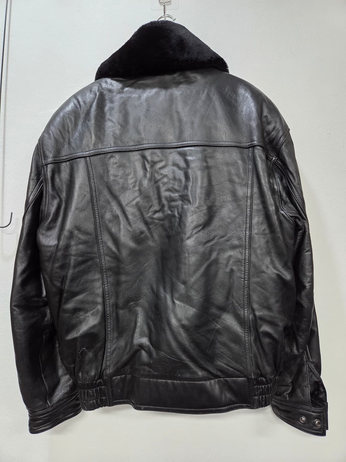 TACHOMA 블랙 양가죽 봄버 빈티지 점퍼 90" Y2K 상품이미지5