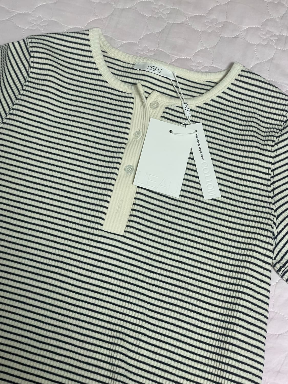 로우 ribbed button tee 스트라이프(새상품) 상품이미지3