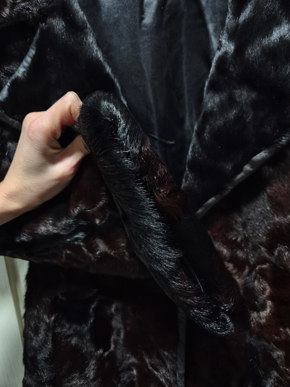 (세일)빈티지 송치 퍼 코트 자켓 다크브라운,블랙 믹스 상품이미지6