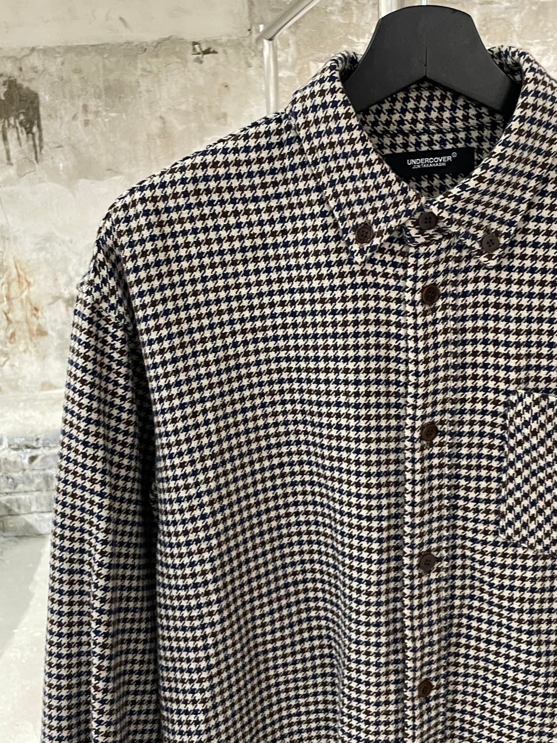 언더커버 18S/S 하운드 투스 체크 컷 오프 코튼 셔츠 상품이미지2