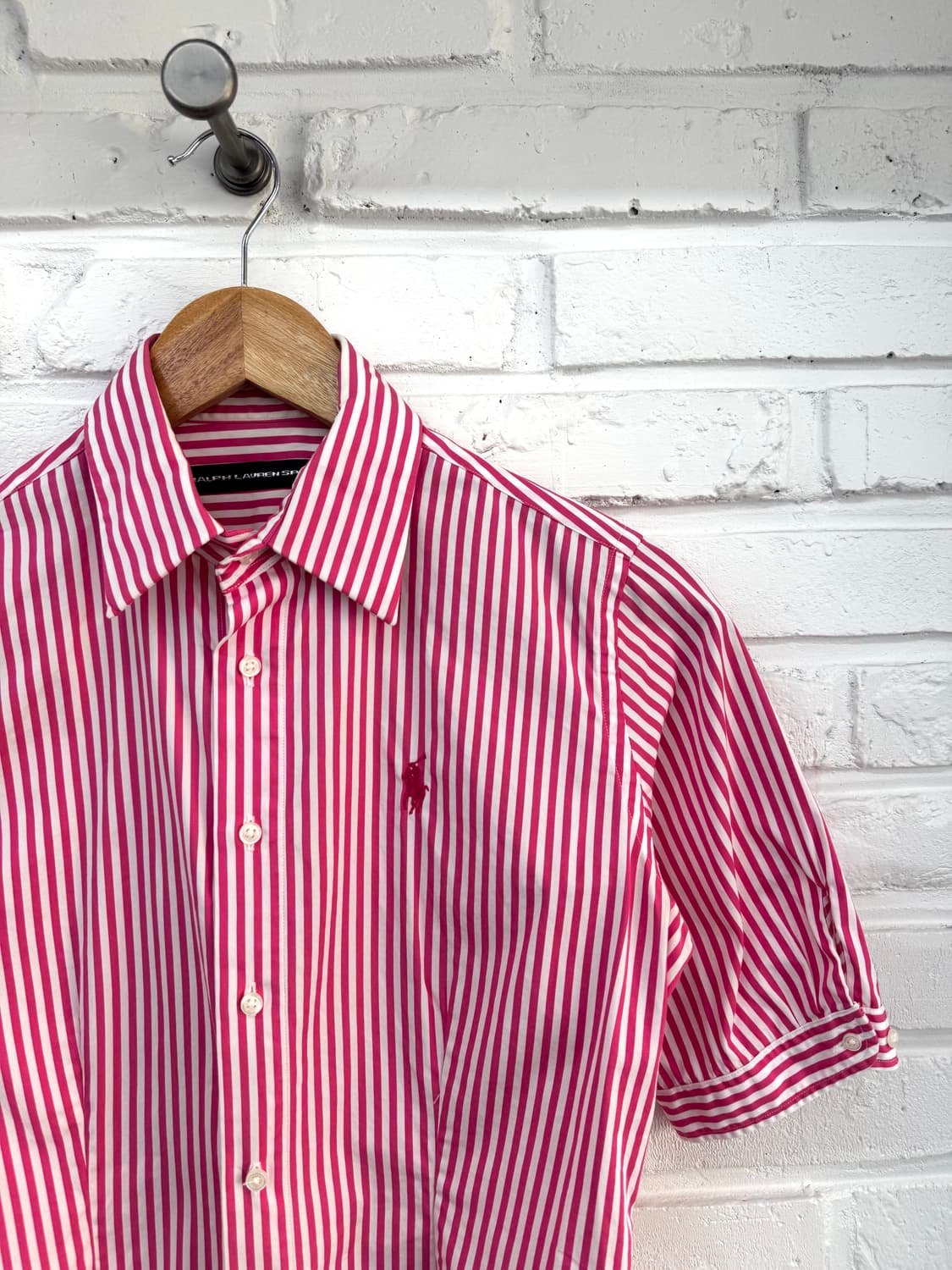 랄프로렌 스포츠 핑크 스트라이프 반팔셔츠 상품이미지4