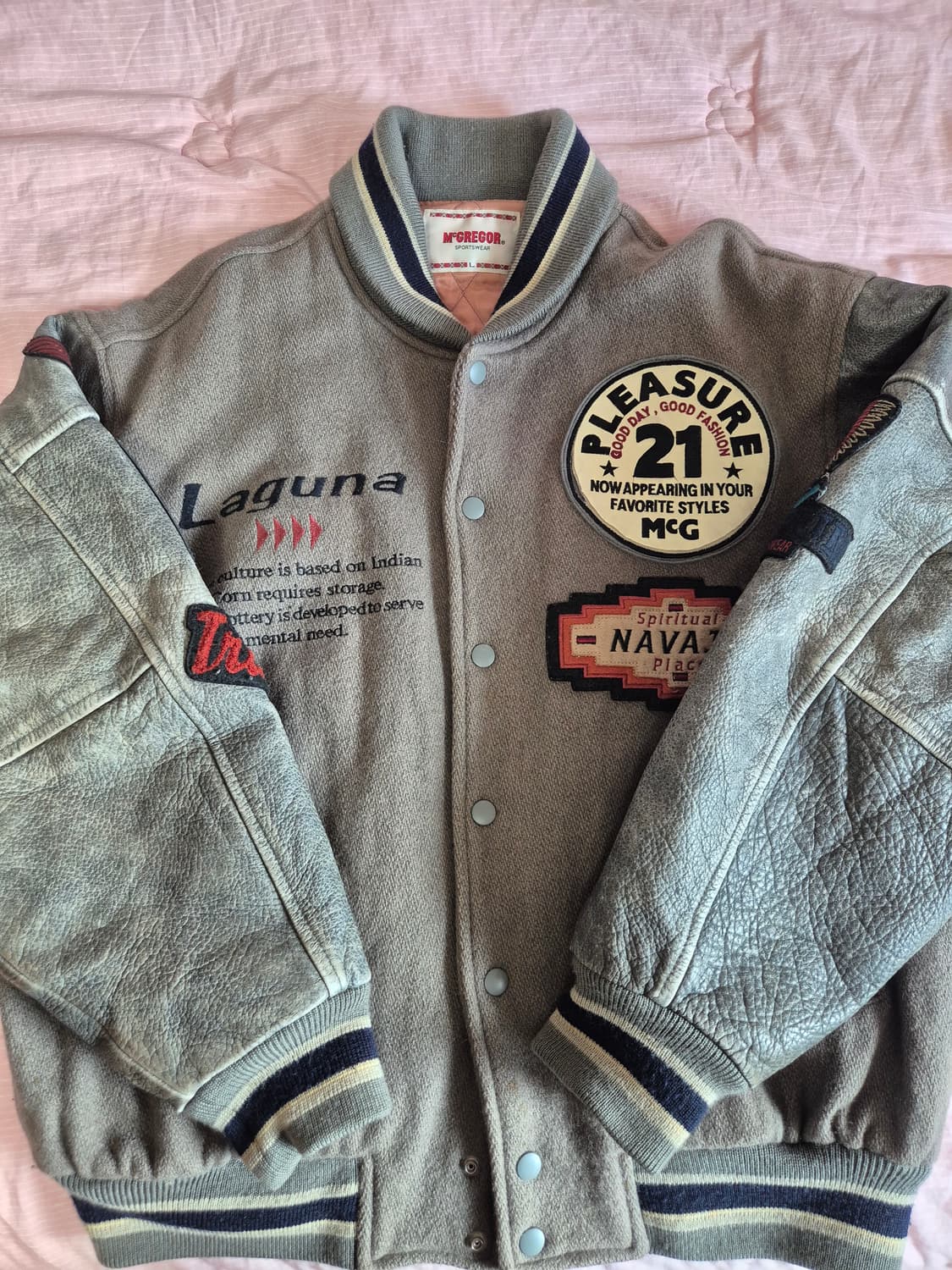 90s 맥그리거 나바호 레더 바시티 자켓 L 상품이미지1