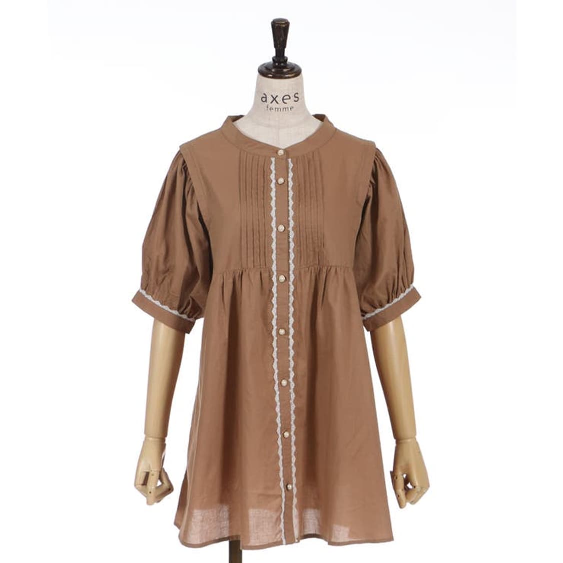 엑시즈팜 리본 레이스 브라운 튜닉 원피스 모리 모리노가토 하나모토 상품이미지4