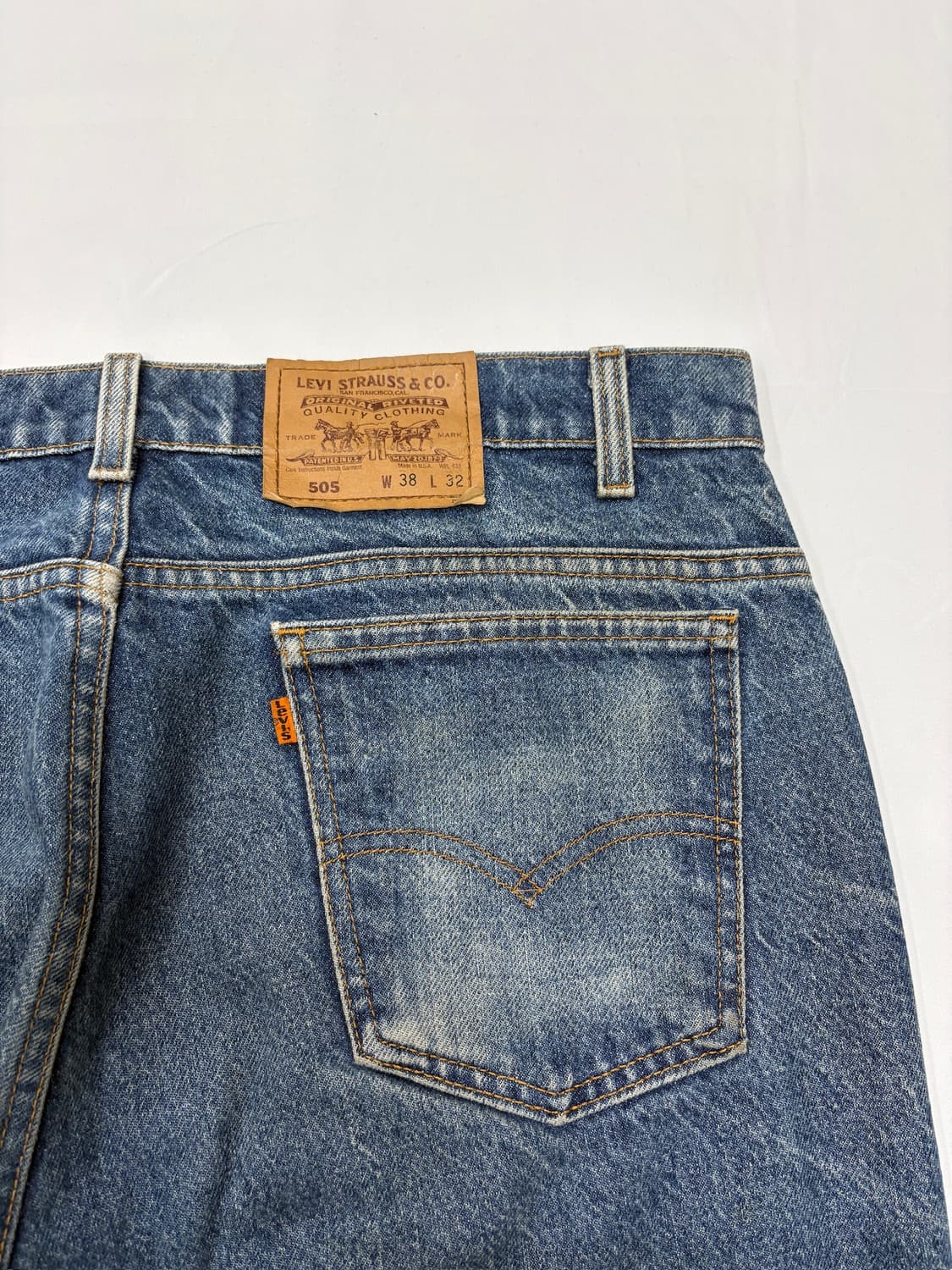 리바이스 505 USA 오렌지텝 워싱 데님 청바지 상품이미지5